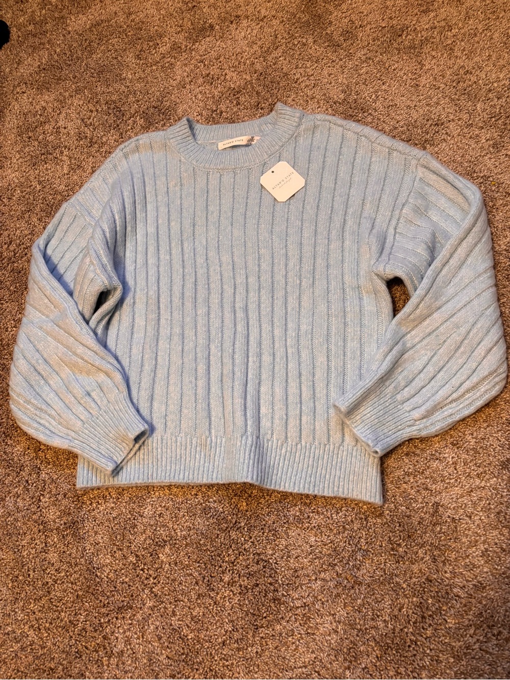 Altar'd State Powder Blue Ribbed Crewneck Sweater